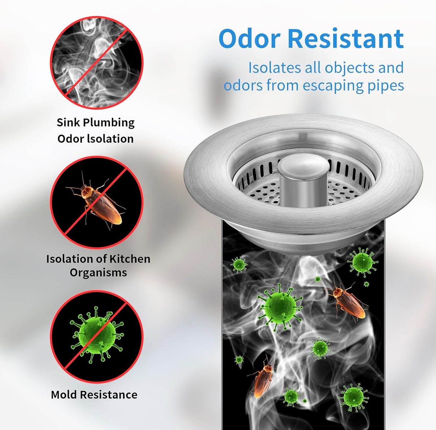 Upgraded 3 in 1 Kitchen Sink Drain Strainer