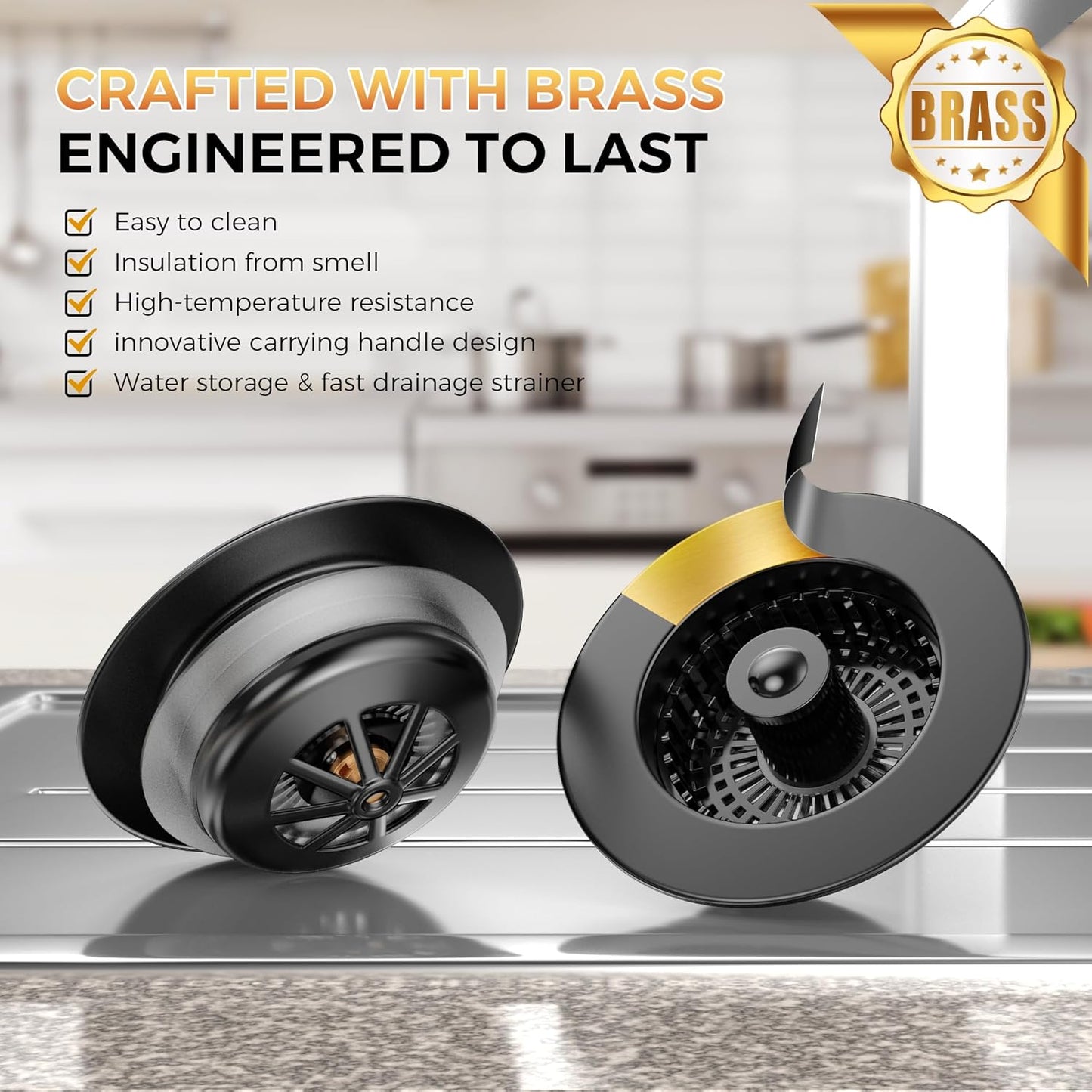Upgraded 3 in 1 Kitchen Sink Drain Strainer